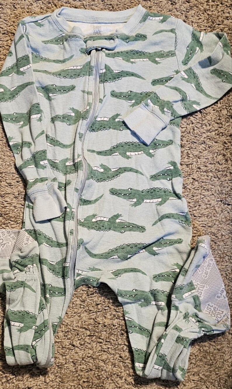 Carter's Green Alligator Print One-Piece Footie